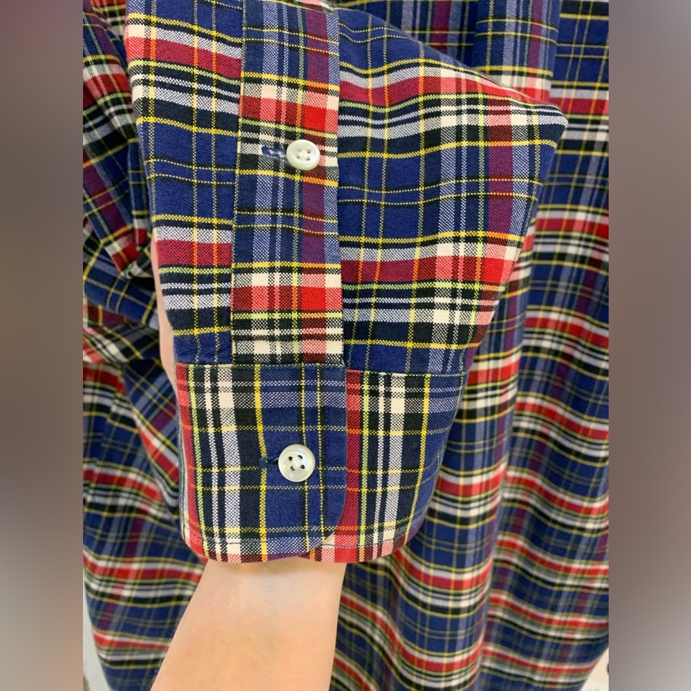 Ralph Lauren Blue/Red plaid Cotton long sleeve Big shirt Size L - Picture 5 of 9